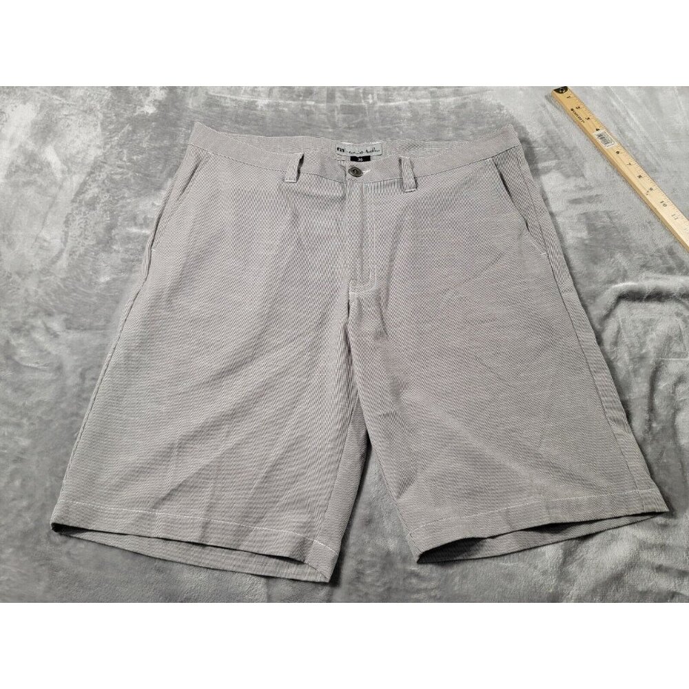Travis Mathew Golf Shorts Feathered Gray Pinstripe Stretch Waist 38x10